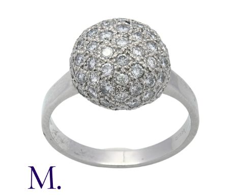 A Diamond Ball Cluster Ring in 18K white gold, set with approximately 1.5ct of brilliant cut diamonds in a spherical cluster.