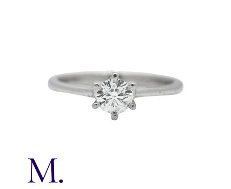 A Diamond Solitaire Ring in platinum, set with a round cut diamond of approximately 0.35cts. Stamped Pt950.Size: J1/2Weight: 