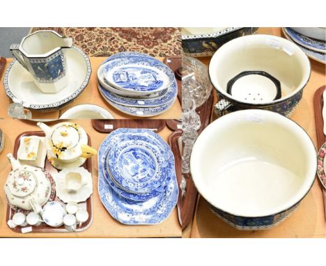 A Royal Doulton five piece toilet set comprising of wash bowls, water jug, two chamber pots, and a soap dish; a quantity of S