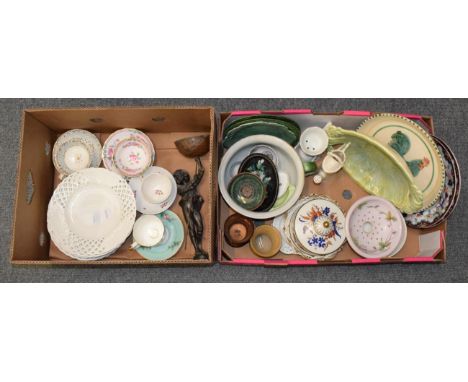 ^ A collection of various ceramic plates to include examples by Ellesmere, Wedgewood and others (two boxes)