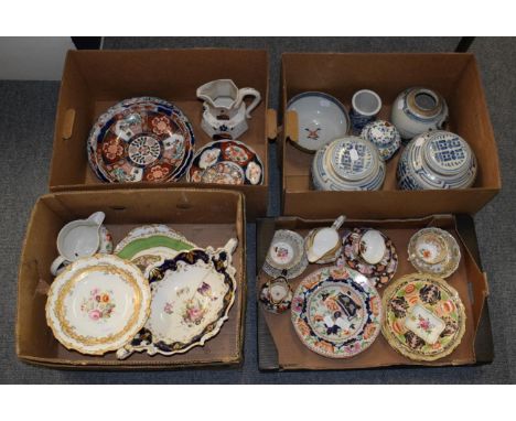 Collection of Japanese Imari porcelain, Chinese famille rose porcelain bowl, blue and white pottery ginger jars etc and a col