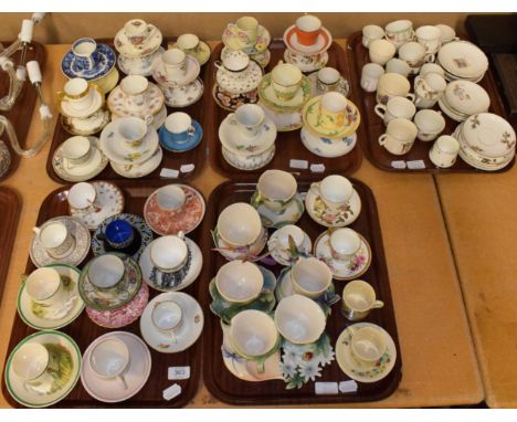 Five trays of assorted 20th century coffee cans and saucers to include examples by Wedgwood; Copeland Spode; Royal Crown Derb