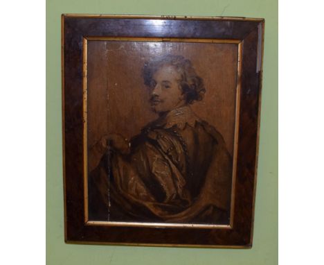 After Sir Anthony van Dyck (1599-1641), Portrait of the artist, oil on panel, 24cm by 19cm   Bears Christie's stencil verso