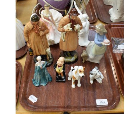 A Royal Doulton 'Lambing Time' figure, HN1890; mother 'The Shepherd' HN1975; with seven other figures including further Royal