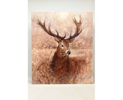 GARY BENFIELD (BRITISH CONTEMPORARY) 'NOBLE' a signed limited edition print of a stag, 17/195, with certificate, approximate 