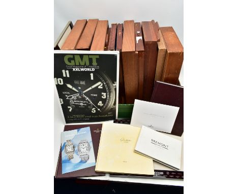 A SELECTION OF MAINLY WOODEN DISPLAY TRAYS, some with varying sized compartments, also to include two padded leatherette Long