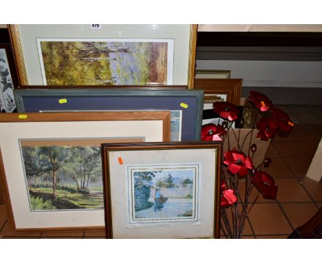 A QUANTITY OF FRAMED PRINTS ETC, to include a Brian Eden signed landscape print, approximate size including frame 58cm x 72cm