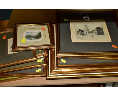 A SMALL QUANTITY OF TOPOGRAPHICAL PRINTS ETC, to include views of Lichfield in Staffordshire, including a view of Market Squa