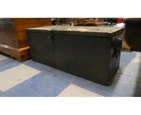 A Green Painted Ammunition Box Containing Tools, 81cm Wide 