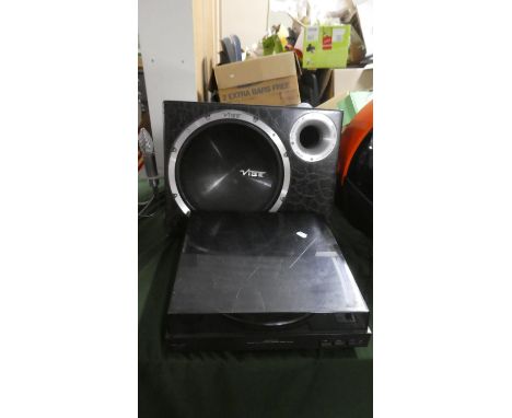 A Vibe Bass Speaker and a Toshiba Record Deck 