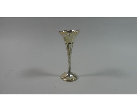 A Silver Trumpet Vase with Weighted Base 