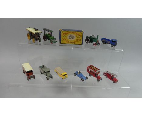 A Collection of Ten Models, Yesteryear by Lesney, Racing Car, Traction Engine, Buses, Trucks Etc 