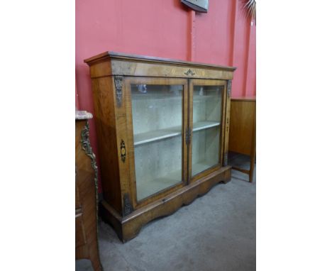 A Victorian inlaid walnut two door side cabinet 