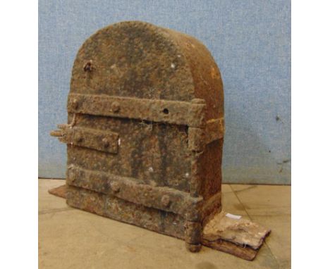 A Victorian iron chicken coop door 