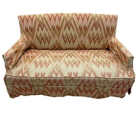 Edwardian mahogany framed upholstered sofa with Kilim loose cover 