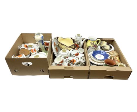 J &amp; G Meakin Poppy pattern tea and dinner wares, together with other ceramics to include three Mintons plates decorated w