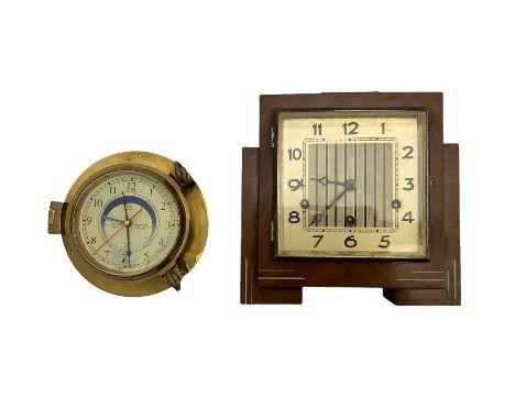 Westminster chiming mantle clock and brass cased ships clock with tidal indications