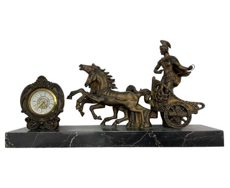 Mantle clock on marble plinth