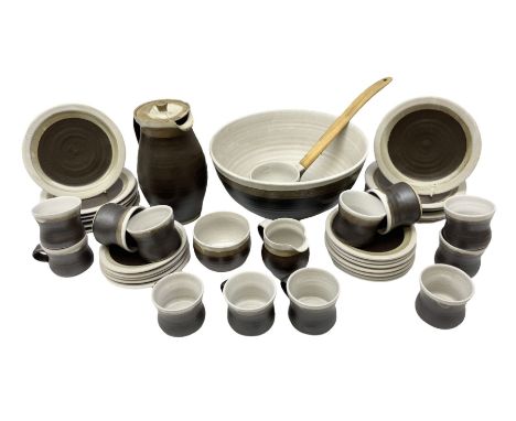 Marianne De Trey (British 1913-2016) stoneware coffee service for twelve, together with a large deep stoneware footed bowl an