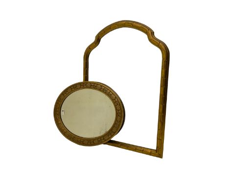 Shaped arch top wall mirror in gilt frame (68cm x 97cm), and an oval gilt framed mirror (62cm x 52cm)