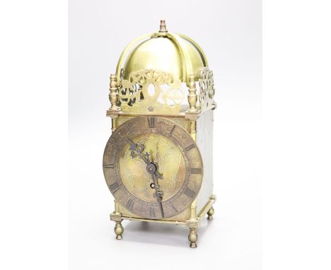 A Reproduction brass lantern clock27.5cm