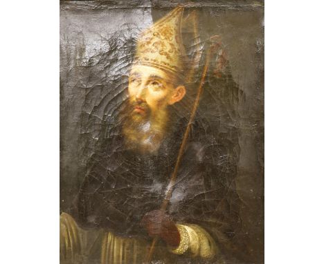 19th century Continental School, oil on canvas, Portrait St Augustine of Hippo, 37 x 29cm