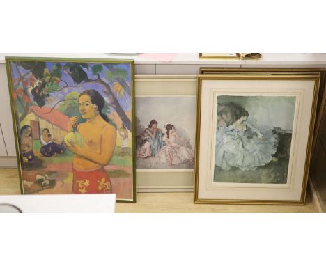 Three Sir William Russell Flint prints; Sir Winston Churchill (1874-1965) - a limited edition print - “View from Chartwell, c