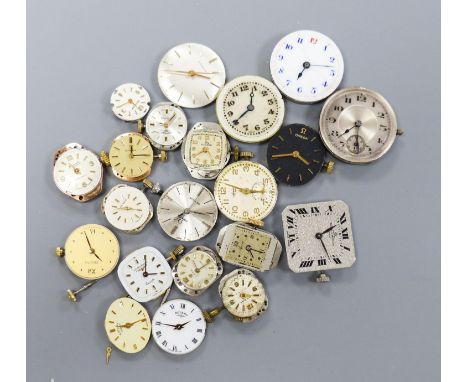 A small quantity of wrist watch movements including Baume &amp; Mercier, Omega and Rotary.