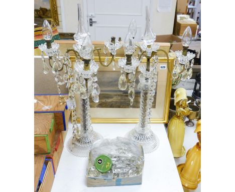 A pair of assembled glass candelabra60cm