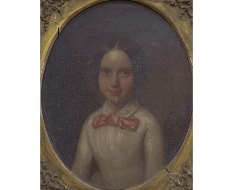 Victorian School, oil on canvas, Portrait of a young girl, to the oval, 22 x 18cm.