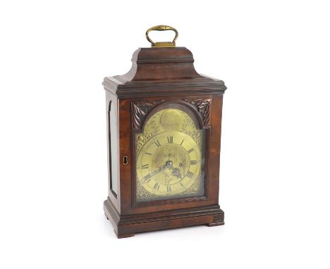 John Draper of Witham. A George III mahogany bracket timepiece,with plain architectural case, carved foliate motifs beside th