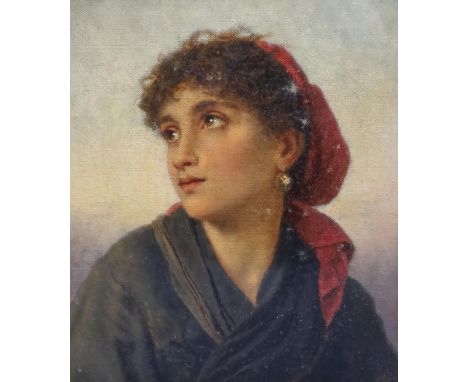 19th Century English SchoolPortrait of a gypsy girlOil on canvas34 x 29cm.
