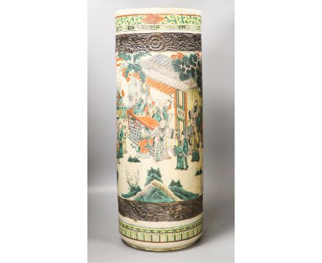 A Chinese famille verte crackle glazed stick stand, c. 1900,61cm