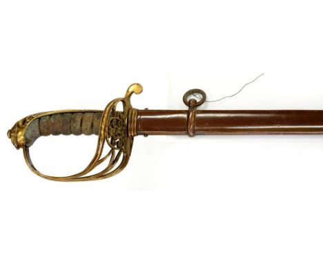 A VICTORIAN INFANTRY OFFICER'S 1822 PATTERN LEVEE SWORD AND SCABBARD, WITH 1845 PATTERN BLADE, BY WILKINSON AND SON, NUMBER 1