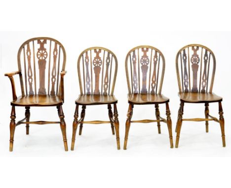 A MAHOGANY DRESSING TABLE, CIRCA 1930, 78CM H; 106 X 54CM, A SET OF FOUR ASH WHEEL BACK WINDSOR CHAIRS, INCLUDING ONE ELBOW C