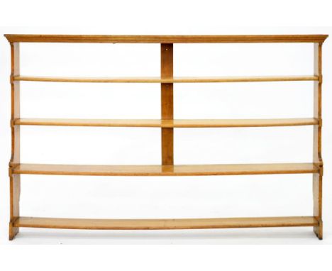 A VICTORIAN LIGHT OAK BOOK SHELF, 123 X 188CM