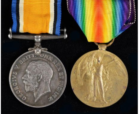 WORLD WAR ONE, PAIR BRITISH WAR MEDAL AND VICTORY MEDAL 41833 PTE W C CUTNER S STAFF R