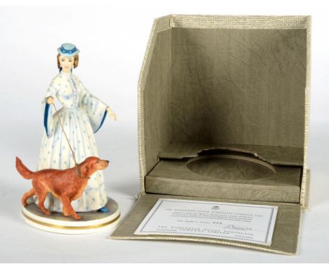 A ROYAL WORCESTER FIGURE OF FELICITY FROM THE VICTORIAN SERIES, 17CM H, PRINTED MARK, WITH SIGNED CERTIFICATE, BOXED 