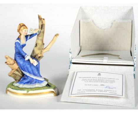 A ROYAL WORCESTER MODEL OF CECILIA FROM THE VICTORIAN SERIES, 19CM H, PRINTED MARK, WITH SIGNED CERTIFICATED, BOXED 