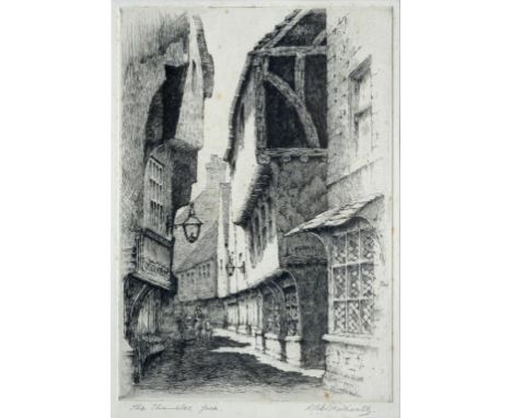 R. B. WOODHOUSE, ETCHINGS, THE SHAMBLES YORK, THE TRAVELLERS REST, KIRKSTONE PASS, NEWBY BRIDGE WINDERMERE AND ANOTHER, 36 X 