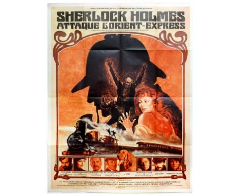 [SHERLOCK HOLMES INTEREST FRENCH CINEMA FILM POSTER] - SHERLOCK HOLMES ATTAQUE L'ORIENT-EXPRESS 1970s, 'Grande' size circa 11