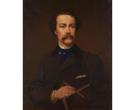 GEORGE PETER ALEXANDER HEALY (1813-1894) PORTRAIT OF THE ARTIST WILLIAM STANLEY HASELTINE (1835-1900),  half length in a brow