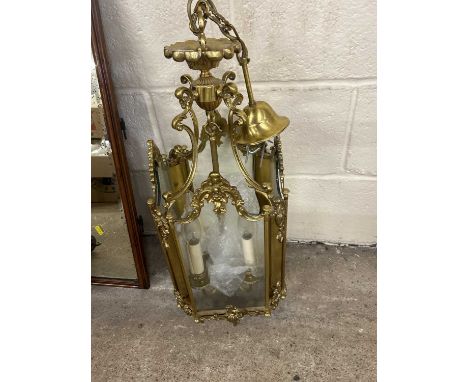 Georgian style modern hanging lamp with full glazed case