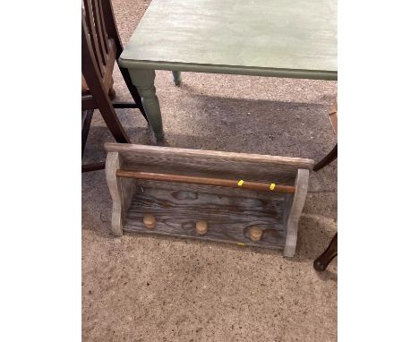 Rustic shelf with copper hanging bar