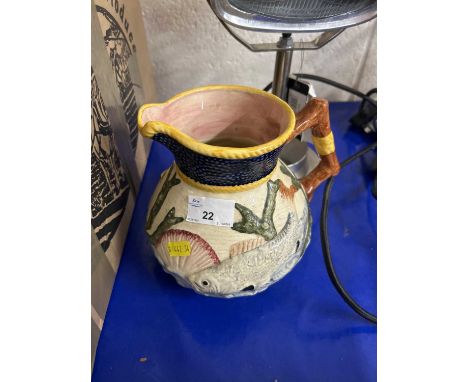 Ceramic jug depicting fish and aquatic sea life, stamped Shorter to base