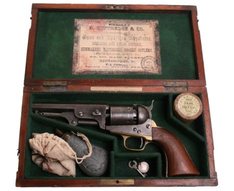 A 6 Shot .36” Metropolitan Arms Co Single Action Navy Revolver No. 6369 (matching), octagonal barrel 5” stamped with New York