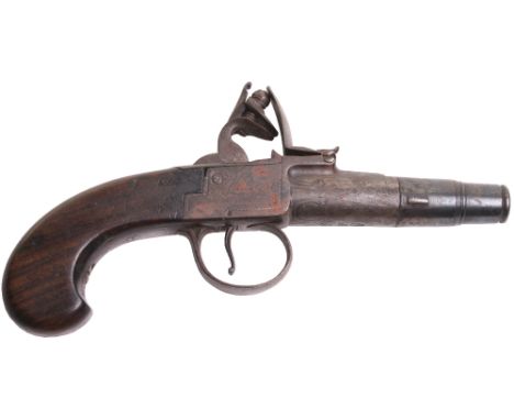A Flintlock Boxlock Pocket Pistol by R Wilson, London, late 18th century, turn off barrel 1.5”, London and maker’s proofs, si