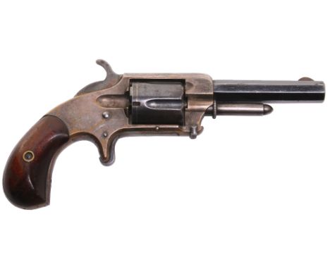 A Good 5 shot .32”RF Whitneyville Armory Single Action Revolver No.17725, silver plated brass frame retaining approx. 75% pla