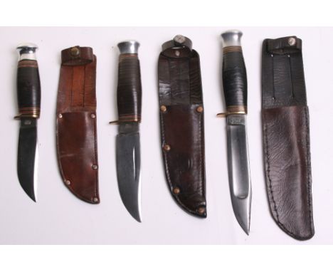 William Rodgers Hunting Knife, with 14cm length blade. Housed in the original leather scabbard. Forte of the blade stamped wi