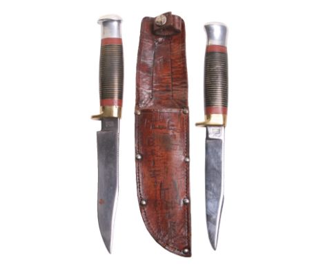 WW2 Period Private Purchase Fighting Knife, with 12 ½ cm length blade having saw back edge to half the length of the blade. F